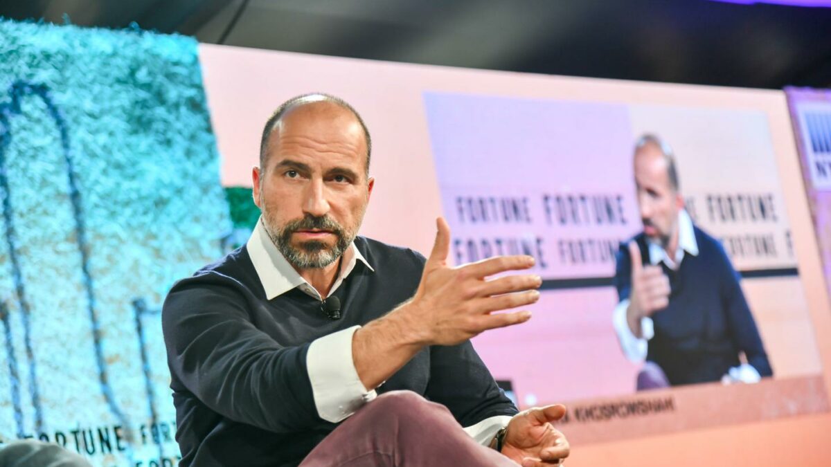 Uber CEO Dara Khosrowshahi speaking at Fortune Brainstorm Tech 2018 in Aspen, Colo.