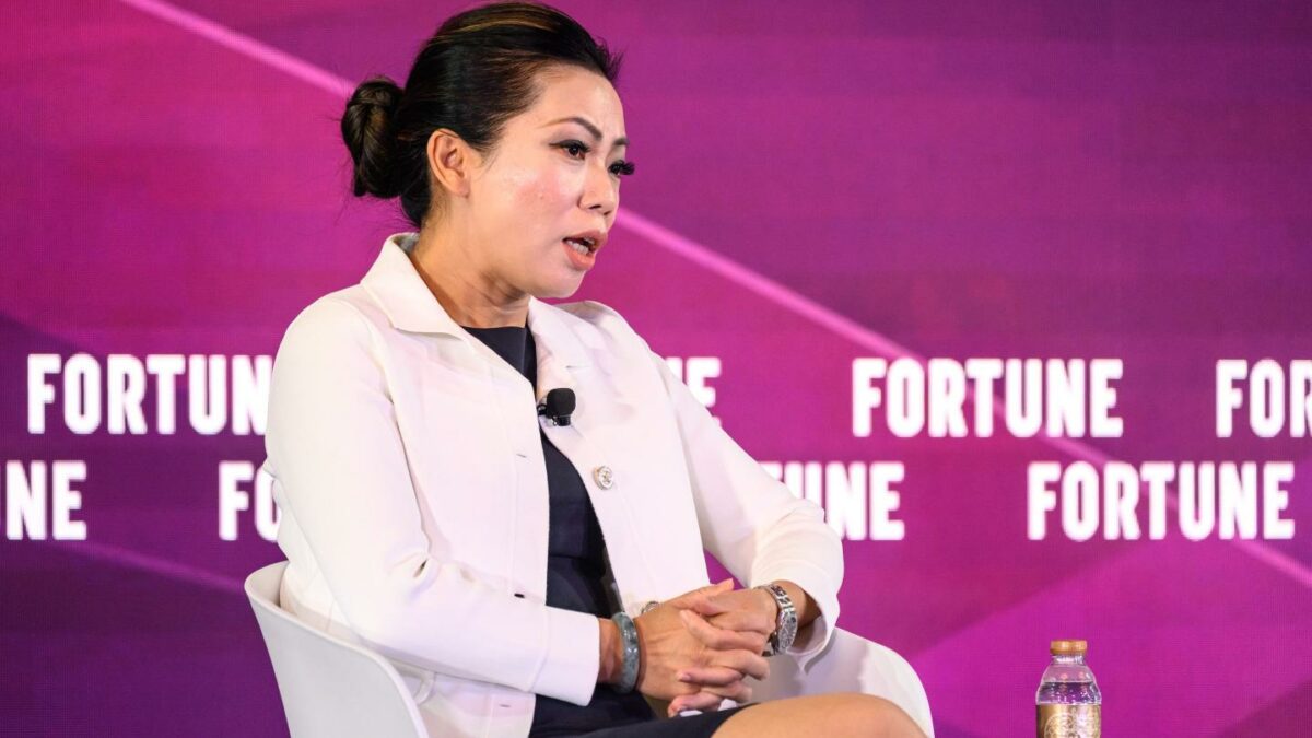 Zhuoqun Bian, president of Ant Digital Technologies, speaking at the Fortune Leaders Forum in Macau on Sept. 8