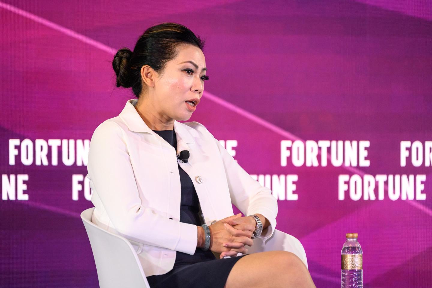 Zhuoqun Bian, president of Ant Digital Technologies, speaking at the Fortune Leaders Forum in Macau on Sept. 8