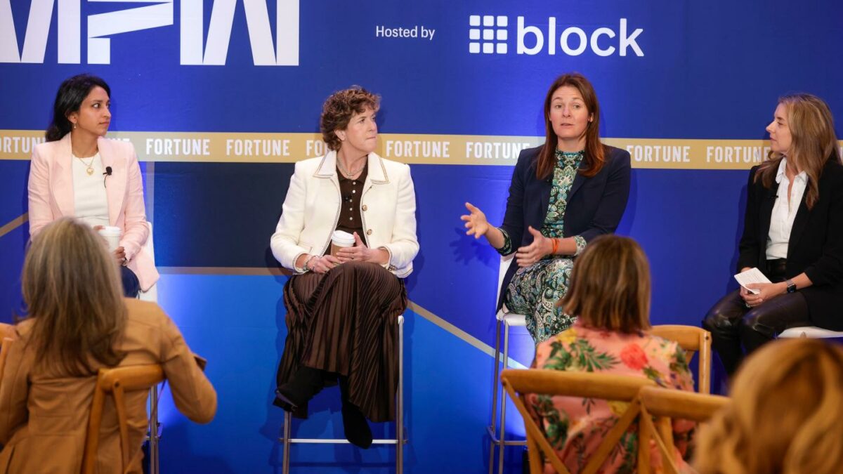 Amrita Ahuja, CFO and COO, Block; Shelagh Glaser, CFO, Synopsys; Michelle Zatlyn, co-founder, president, and co-chair of the board of directors, Cloudflare; Heather Zorn, VP, customer experience products and services, Amazon at the Fortune Most Powerful Women Summit 2026 in Santa Barbara, California.