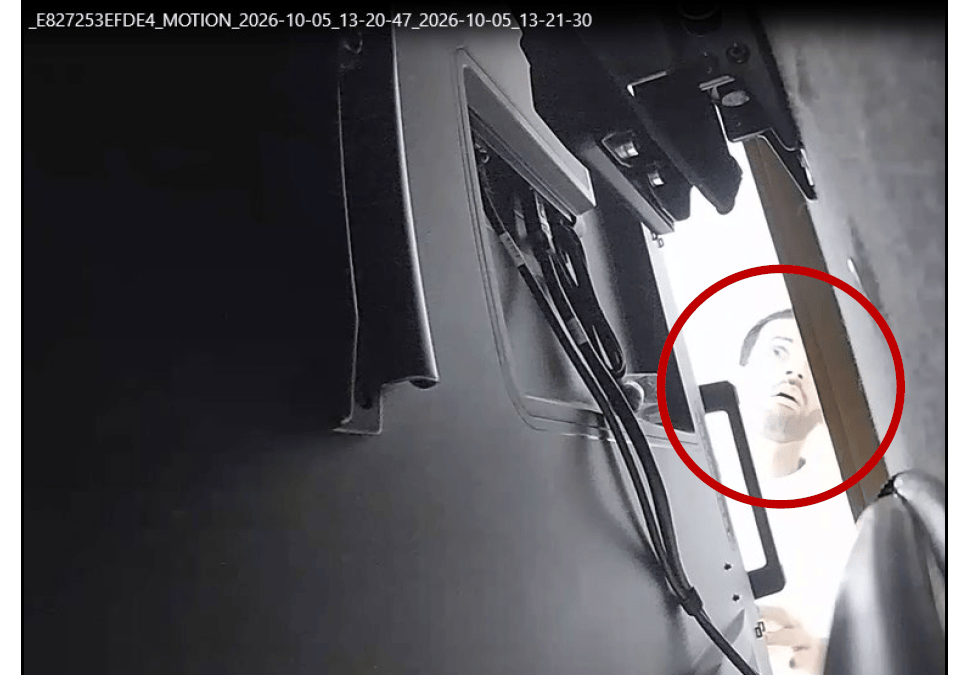 Video footage shared by the FBI allegedly showing the suspect checking a recording device.
