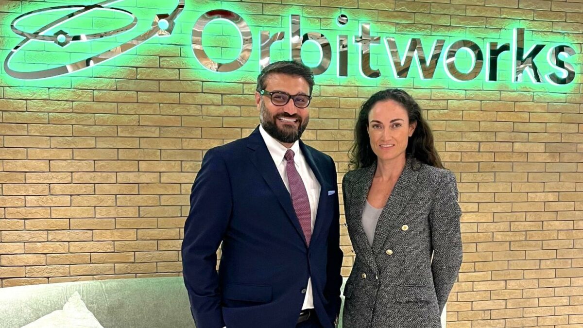 Anna Hazlett, founder and CEO of UAE investment and advisory company AzurX meeting with Dr. Hamdullah Mohib, acting CEO of Orbitworks and CEO of parent company Marlan Space
