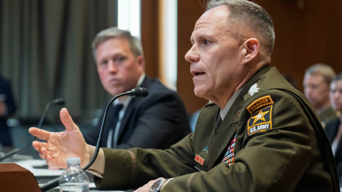 Gen. Christopher LaNeve, vice chief of staff of the Army, testifies at the Capitol in Washington.