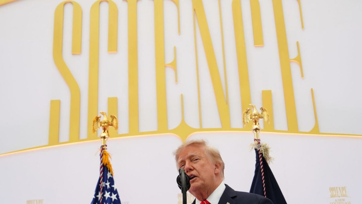 President Donald Trump speaks during an event at the U.S. Institute of Peace.
