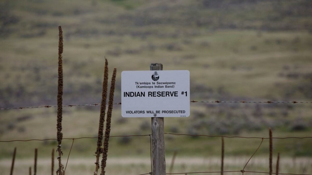 A sign on Native American land that reads "Indian Reserves #1"