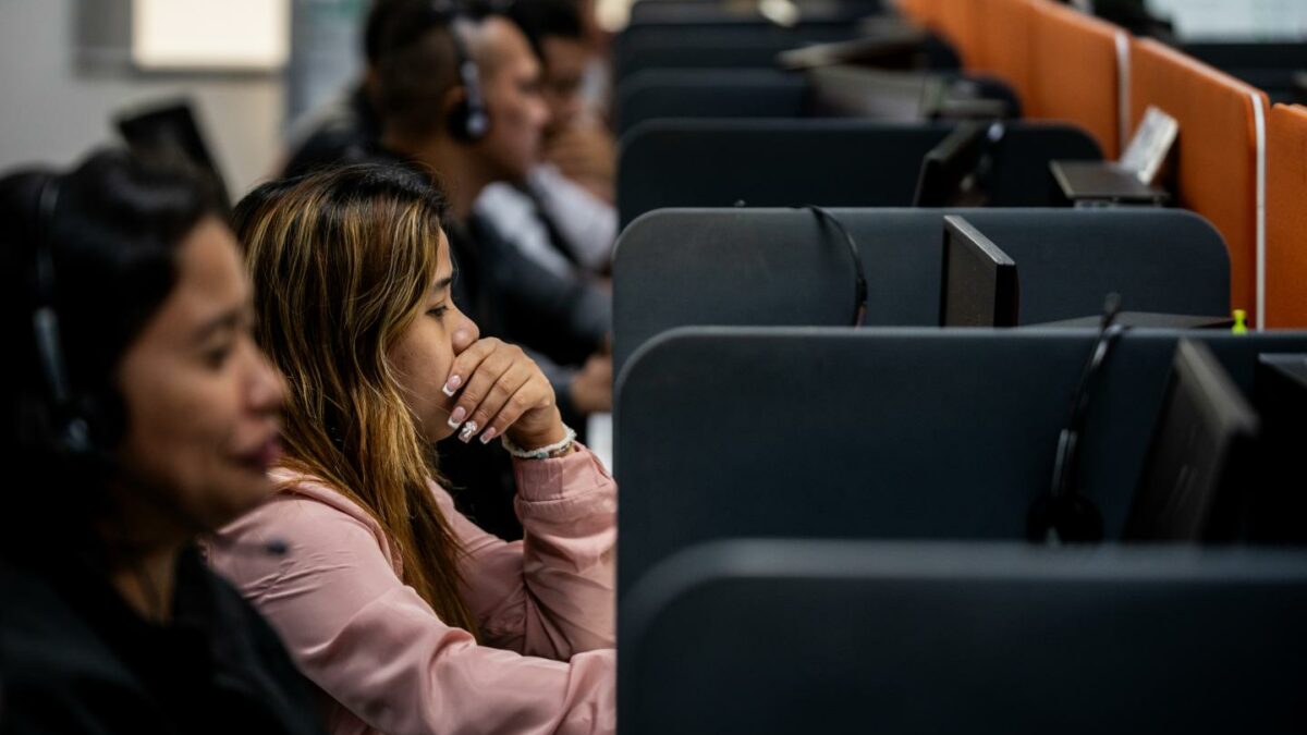 Customer agents in Taguig City, Metro Manila, Philippines, on April 24, 2024. (Photo: Lisa Marie David/Bloomberg/Getty Images)