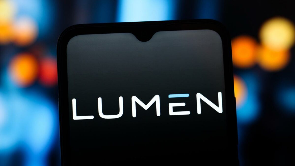 In this photo illustration, the Lumen Technologies logo is seen displayed on a smartphone screen.