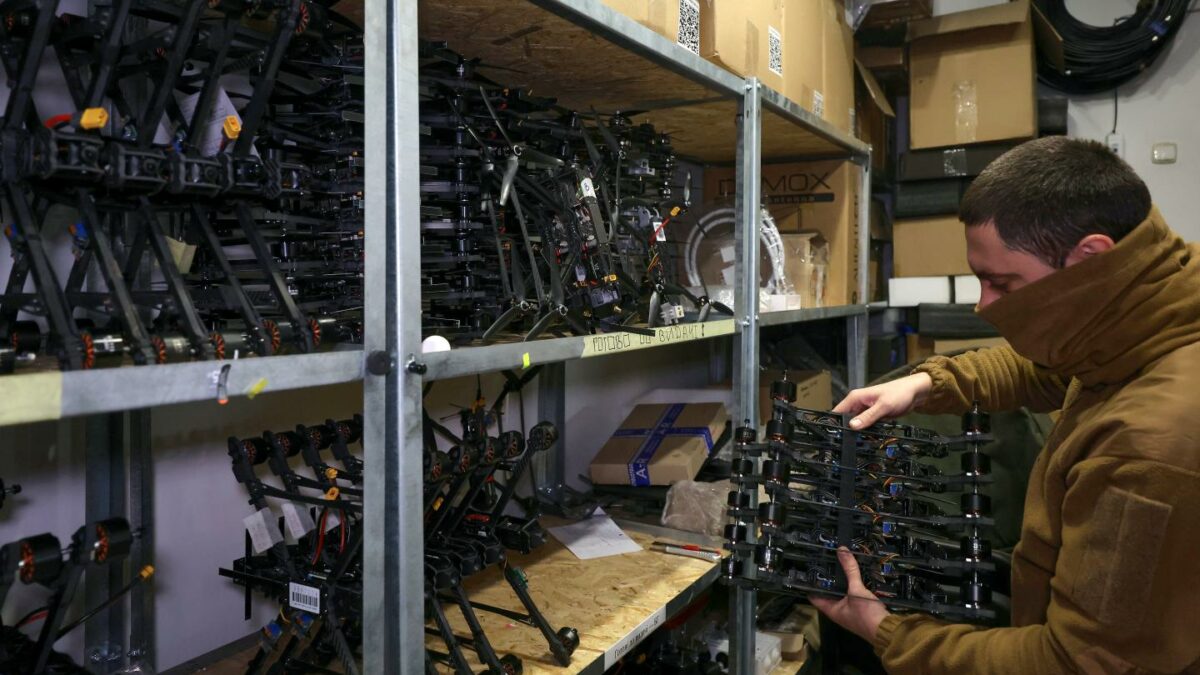 Man repairs drones