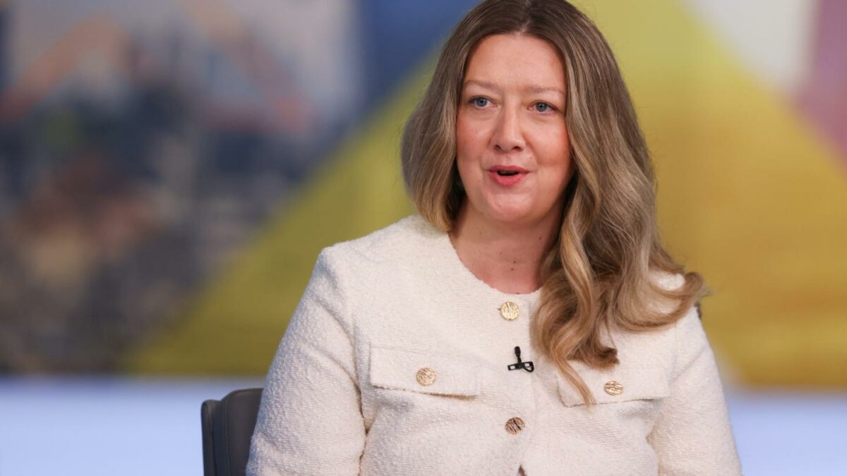 Picture of Pip White, head of EMEA North at Anthropic, during a Bloomberg Television interview in London, UK