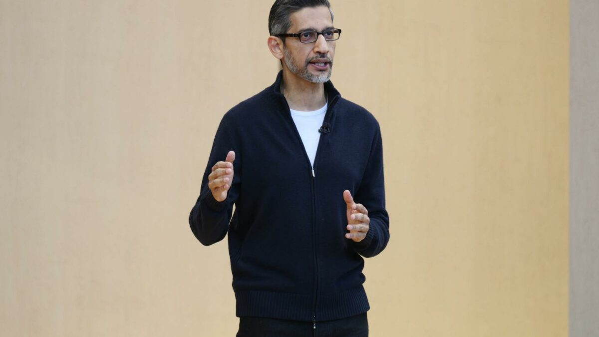 Sundar Pichai standing and talking