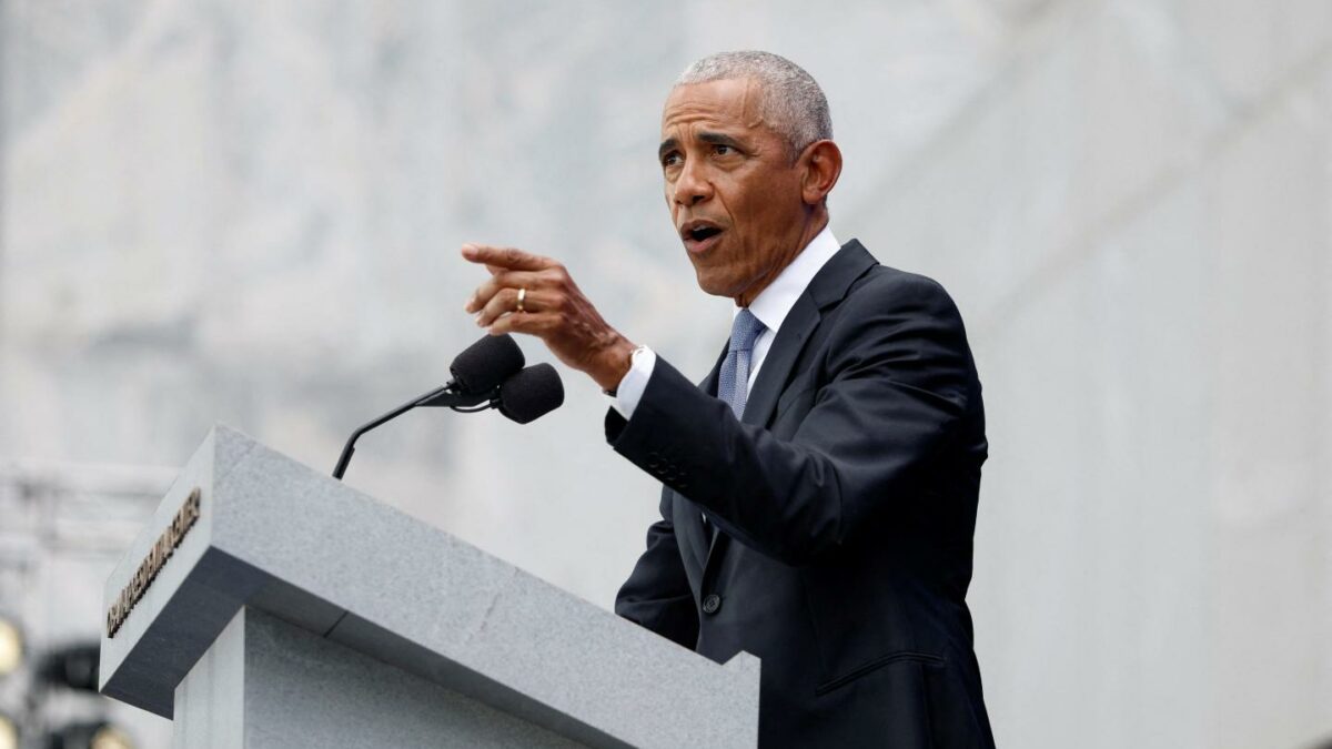 Former US president Barack Obama speaks at the opening of the Barack Obama Presidential Center in Chicago, Illinois, on June 18, 2026.