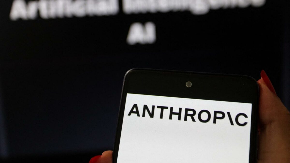 Anthropic logo on phone.