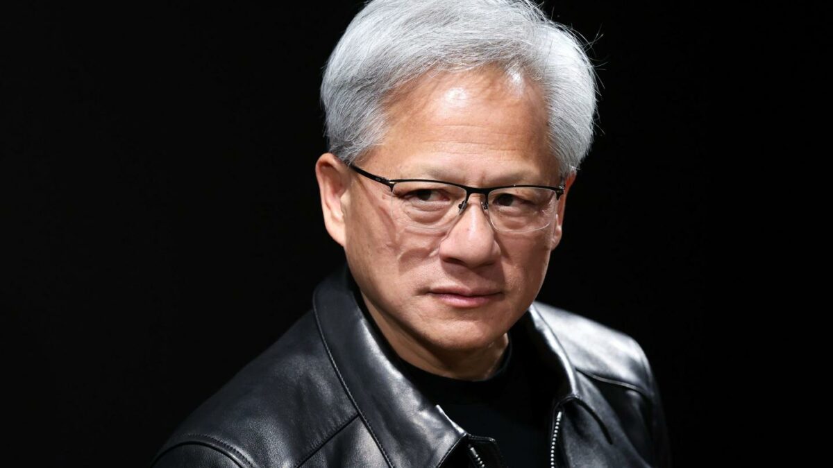 Jensen Huang, chief executive officer of Nvidia Corp., attends a media briefing following the company's "Japan AI Ecosystem" reception in Tokyo.