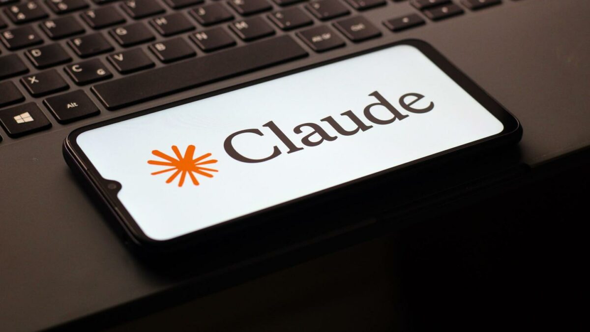 In this photo illustration, the Claude AI logo is seen displayed on a smartphone screen.