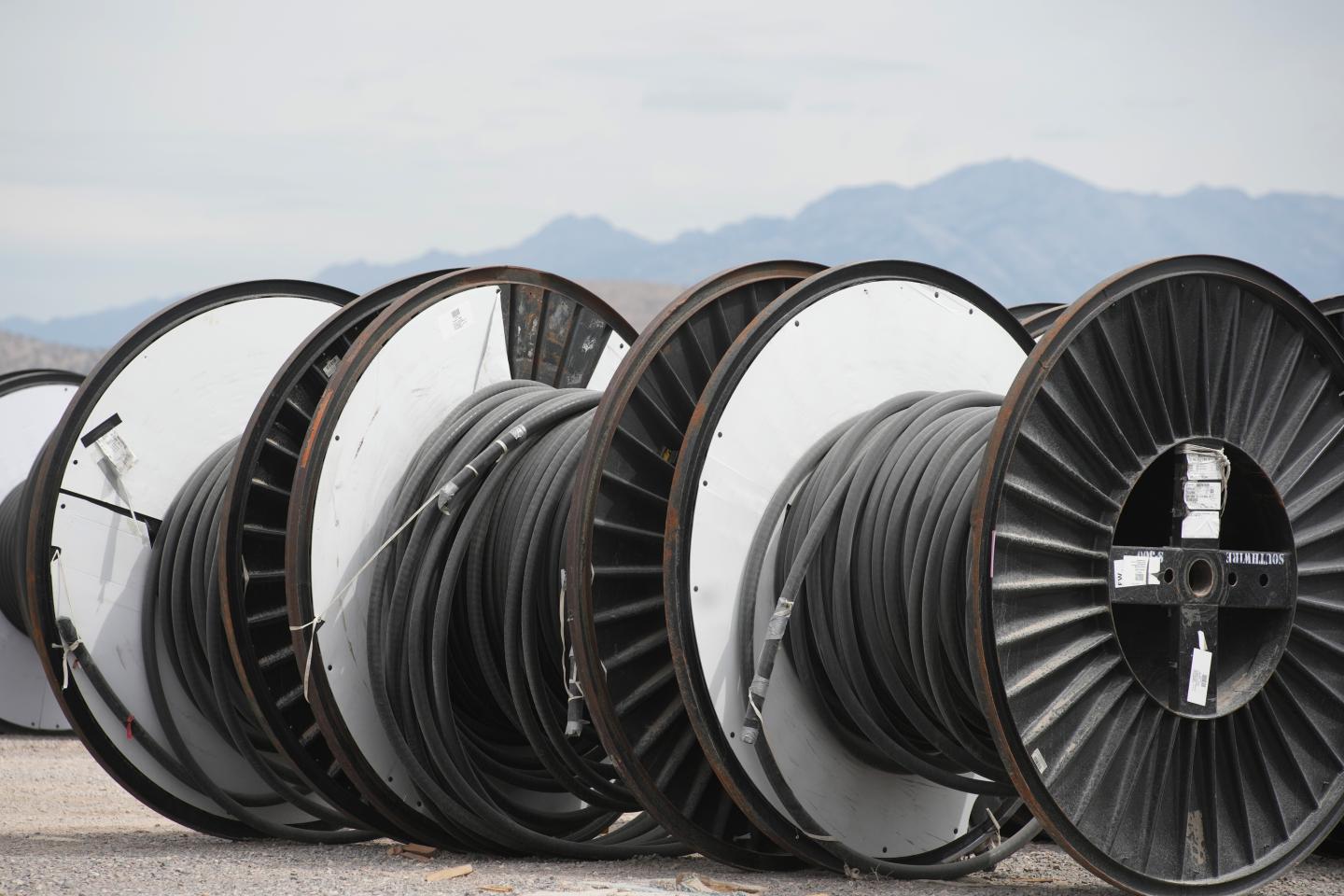 gettyimages-2291915640 Large rolls of cable at an electrical substation that is under construction at the site of a new QTS Eagle Mountain data center in Eagle Mountain, Utah, on Aug. 28, 2026. (Photo: George Frey/Bloomberg/Getty Images)