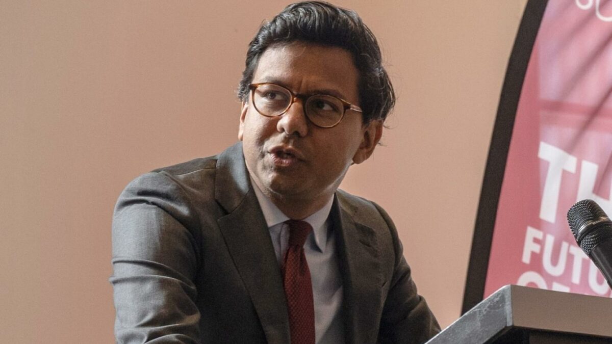 Kaniskha Narayan, minister for artificial intelligence, speaks at the Good Growth Reception on the first day of the UK Labour Party annual conference in Liverpool