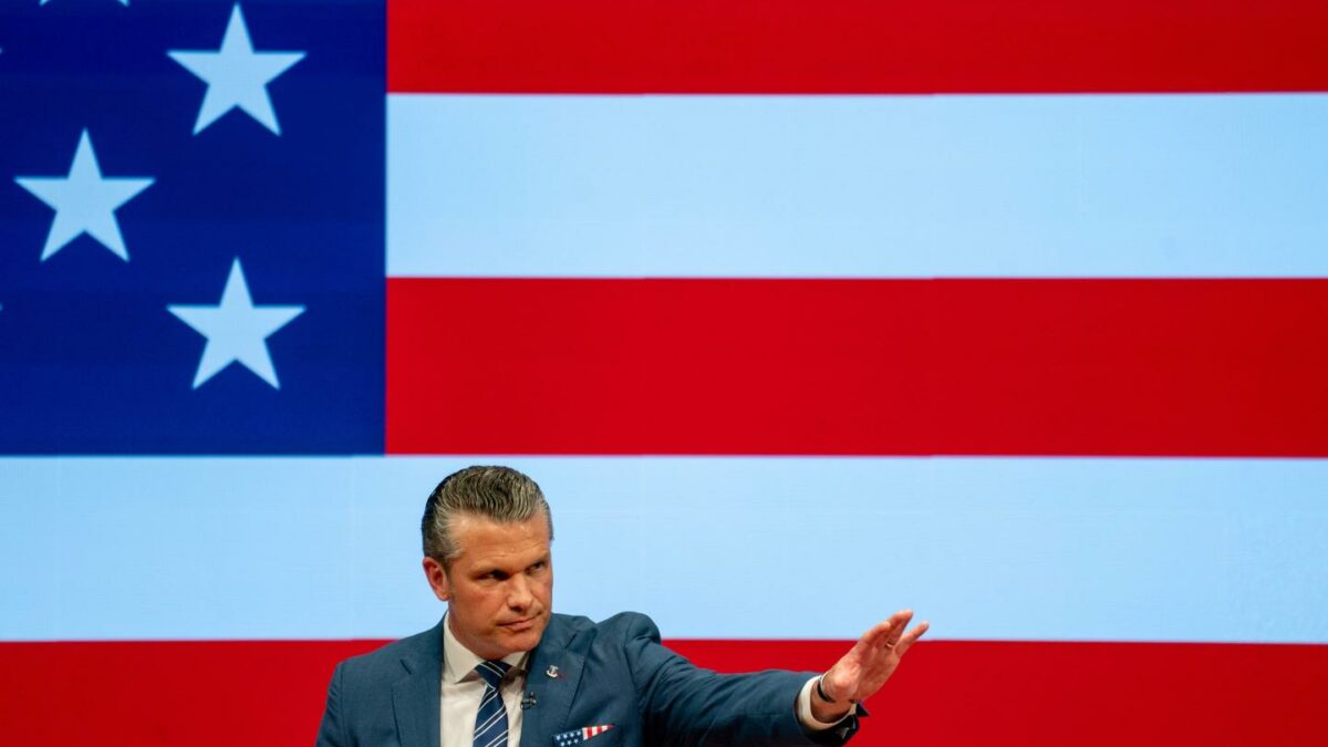 Pete Hegseth, US secretary of defense, during an address at Marine Corps Base Quantico in Quantico, Virginia, on Sept. 30, 2026. (Photo: Stefani Reynolds/Bloomberg/Getty Images)